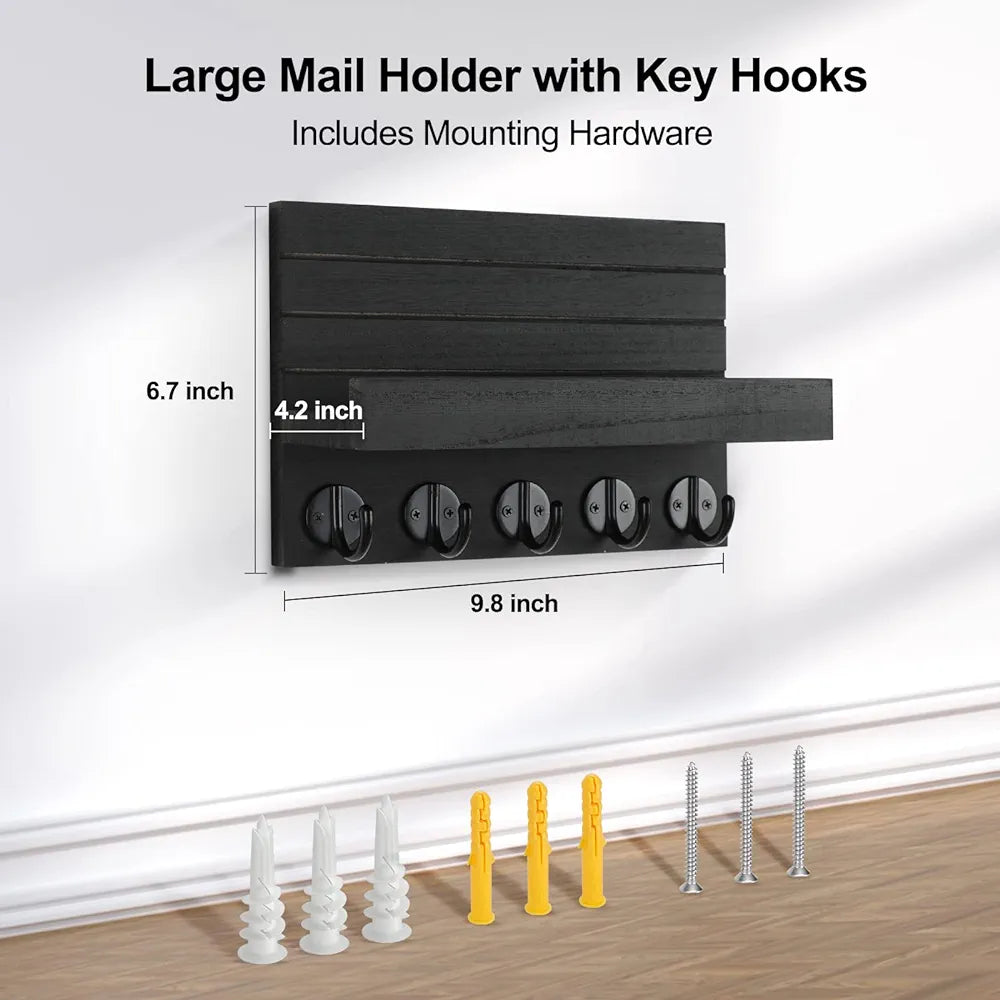 Key Holder for Wall, Decorative Key and Mail Holder with Shelf