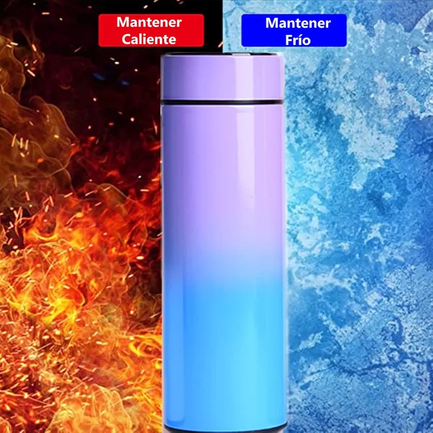 Termo frío y calor con pantalla celeste