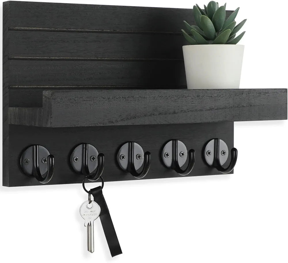 Key Holder for Wall, Decorative Key and Mail Holder with Shelf