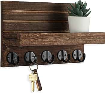 Key Holder for Wall, Decorative Key and Mail Holder with Shelf