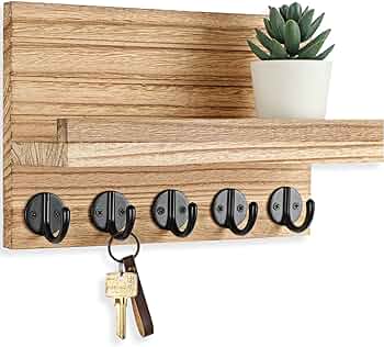 Key Holder for Wall, Decorative Key and Mail Holder with Shelf