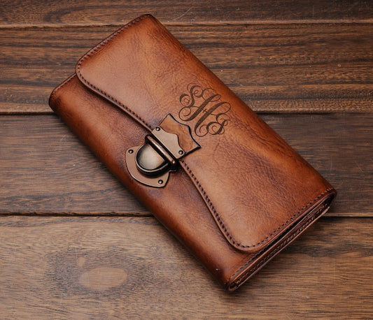 women's wallet,leather wallet,monogram clutch,mothers day gift,