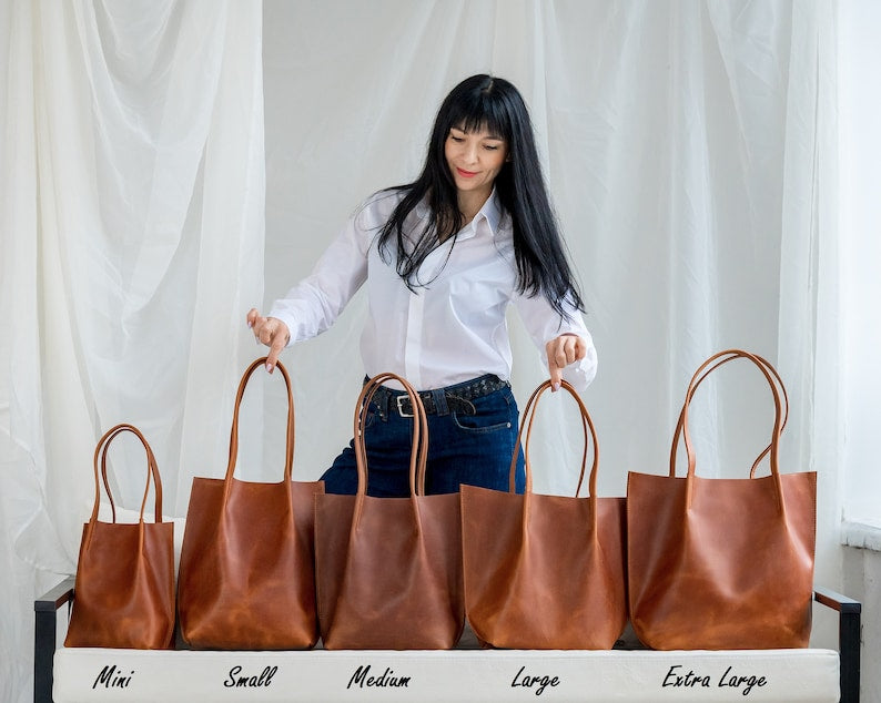 Extra Large tote bag, Shopping leather bag, Tote leather bag