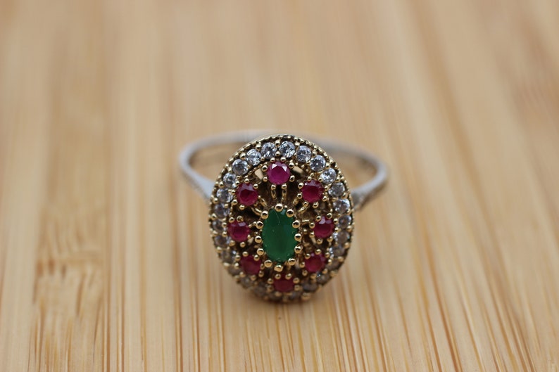 Emerald Ring, Handmade Women's Ring, Turkish Handmade Ring