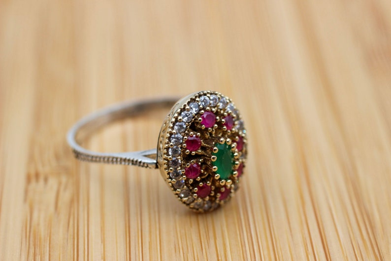 Emerald Ring, Handmade Women's Ring, Turkish Handmade Ring