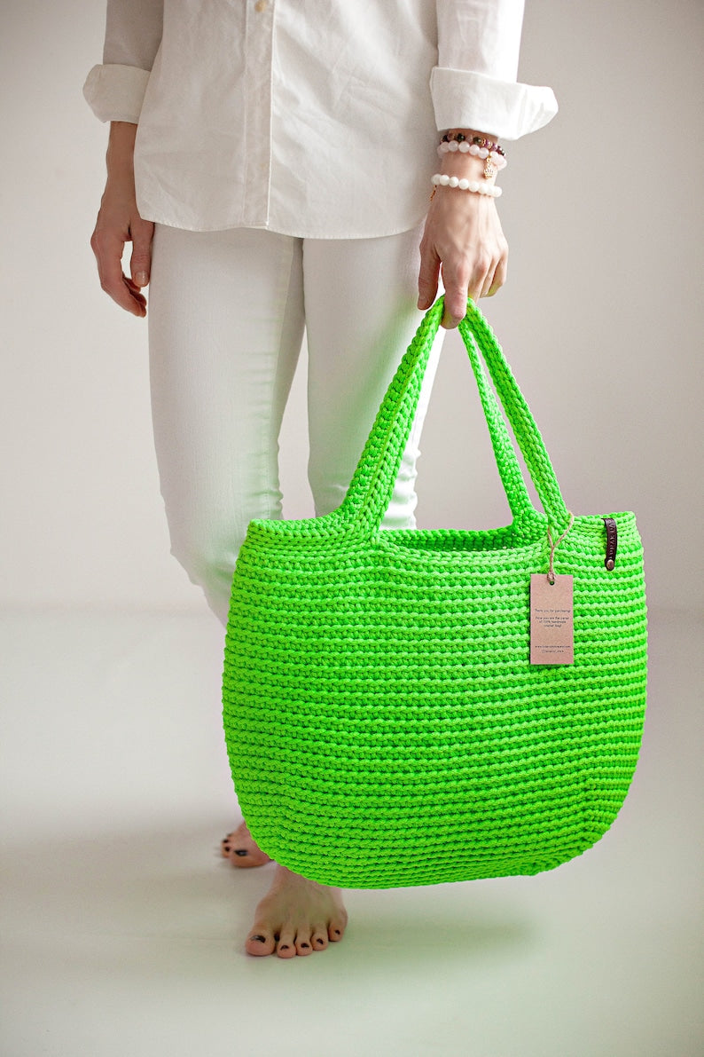 Crochet Bag Pattern Reusable Grocery Bag, Weekender