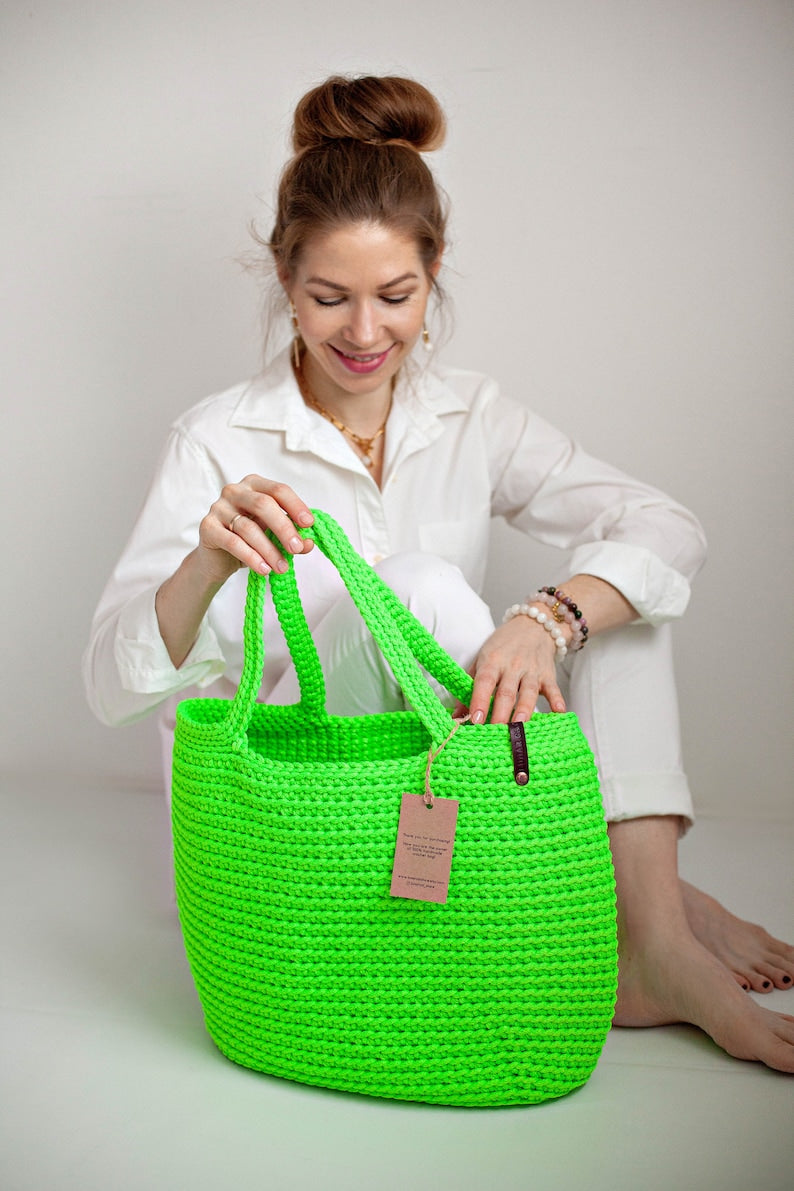 Crochet Bag Pattern Reusable Grocery Bag, Weekender