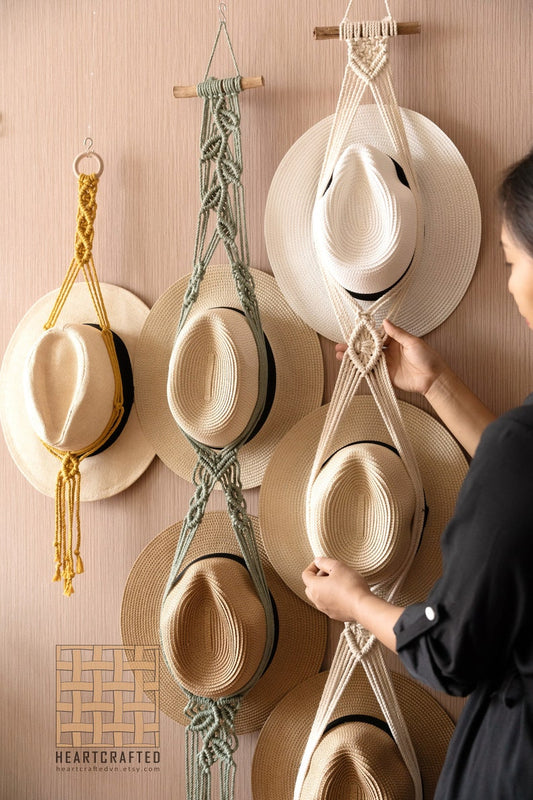 Macrame Hat Holder, Hat Hanger For Wall, Cowboy Hat