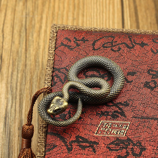 Antique and old brass coil snake, ghost snake key chain