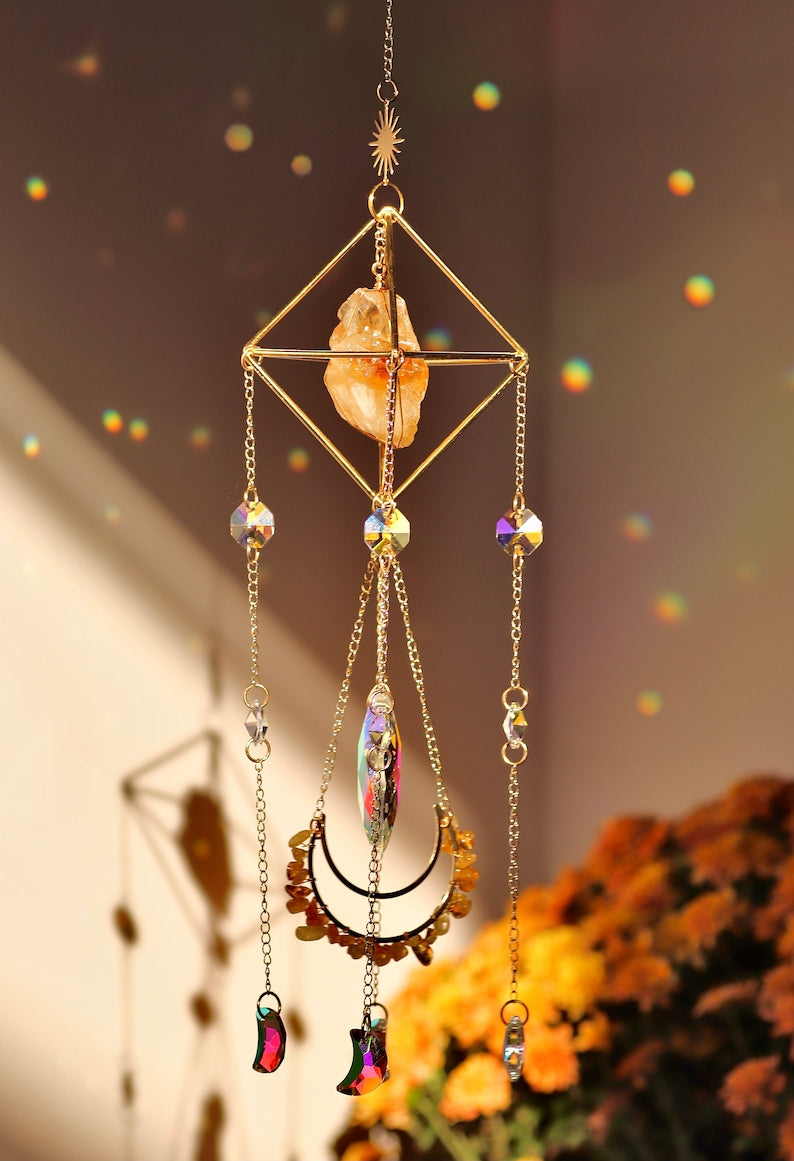 Sun Catcher for Window Hanging, Healing Crystal Suncatcher,