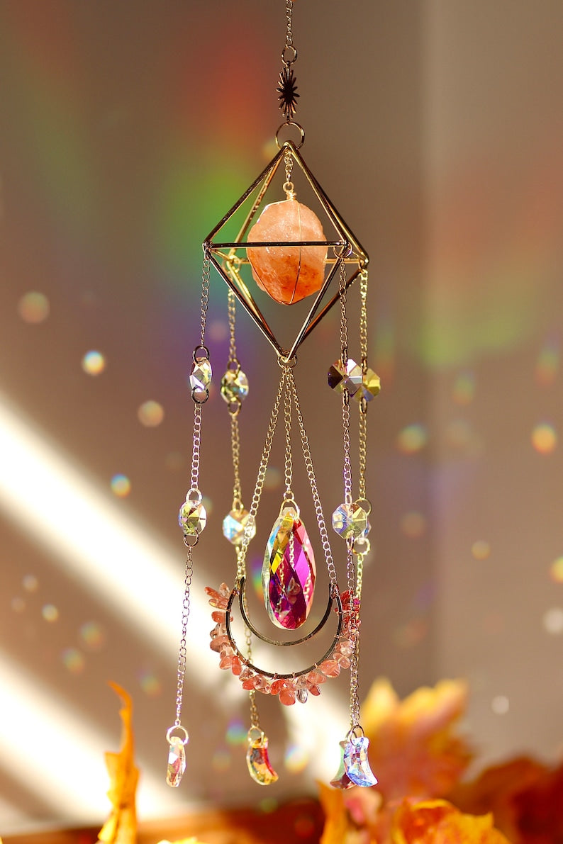 Sun Catcher for Window Hanging, Healing Crystal Suncatcher,