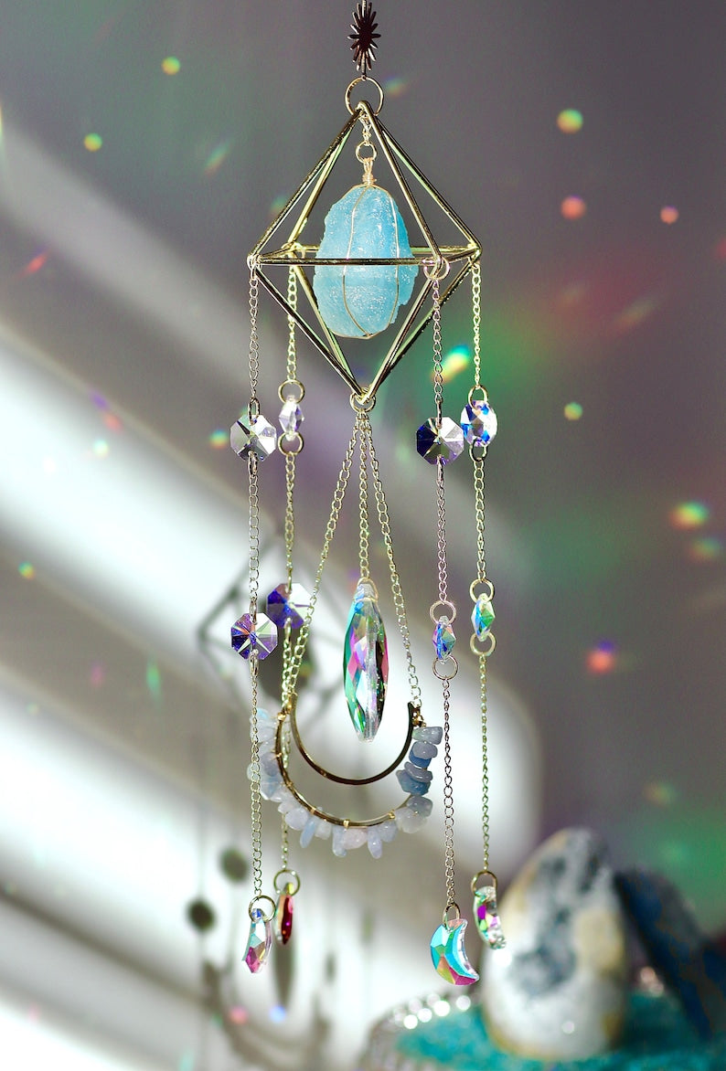 Sun Catcher for Window Hanging, Healing Crystal Suncatcher,