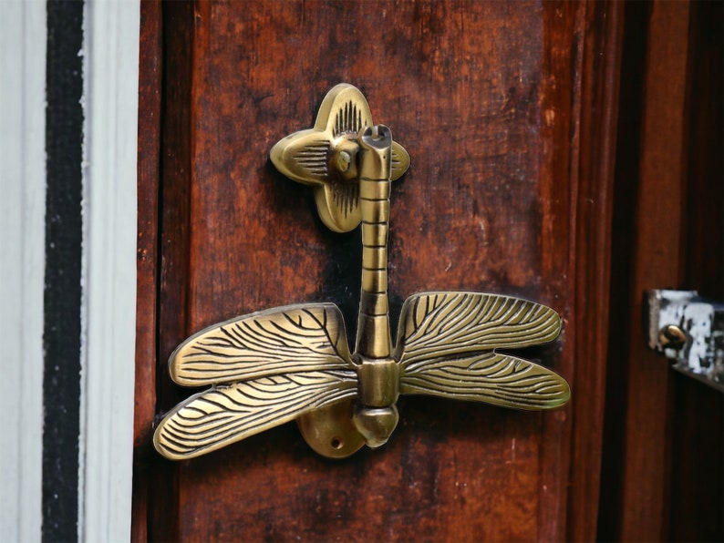 Dragonfly Door Knocker | Beautiful Aged Brass Door