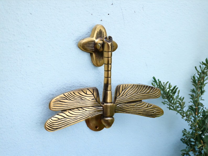 Dragonfly Door Knocker | Beautiful Aged Brass Door