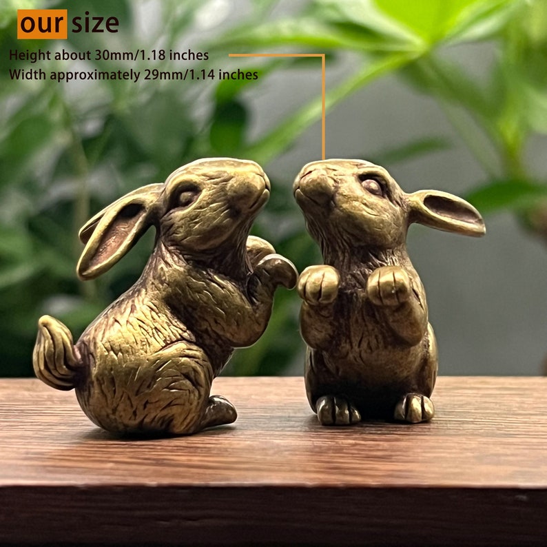 Two Cute mini Rabbits Figure, Home Decor, Kissing Brass Rabbit Statue