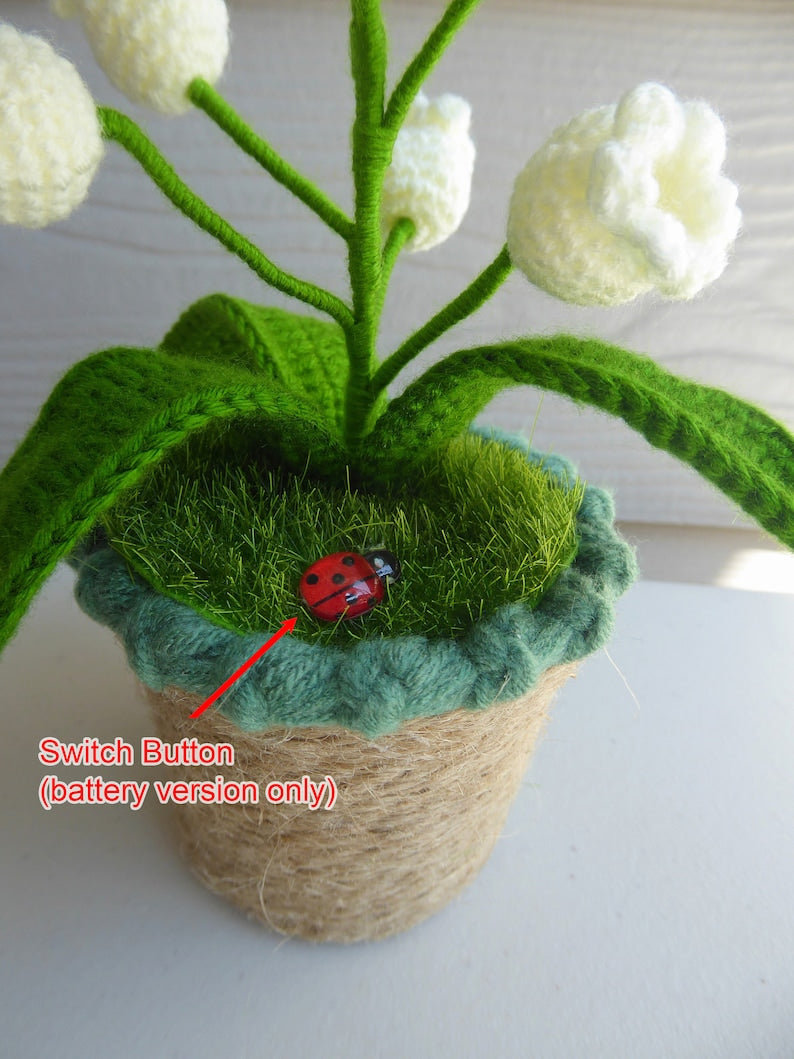 Crochet Handmade Lily Potted Plant Light Lamp