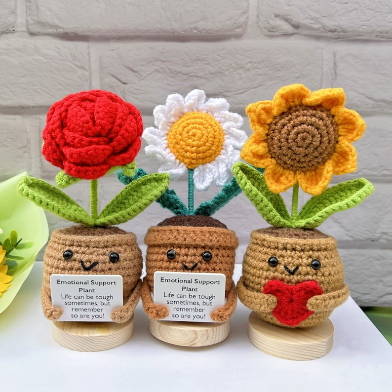 Adorable Emotional Support Gift Set-Handmade Crochet Flowers