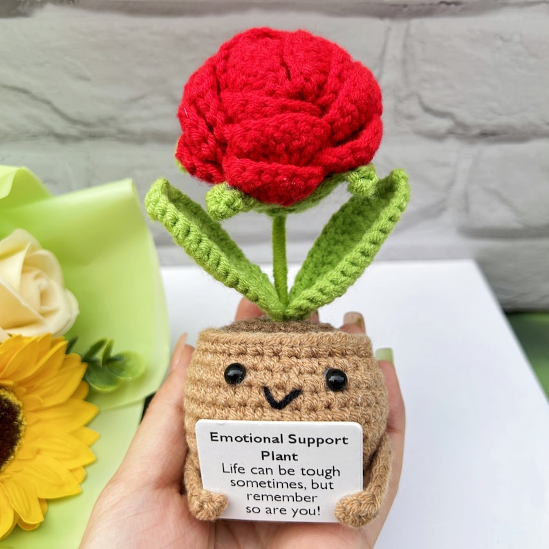 Adorable Emotional Support Gift Set-Handmade Crochet Flowers