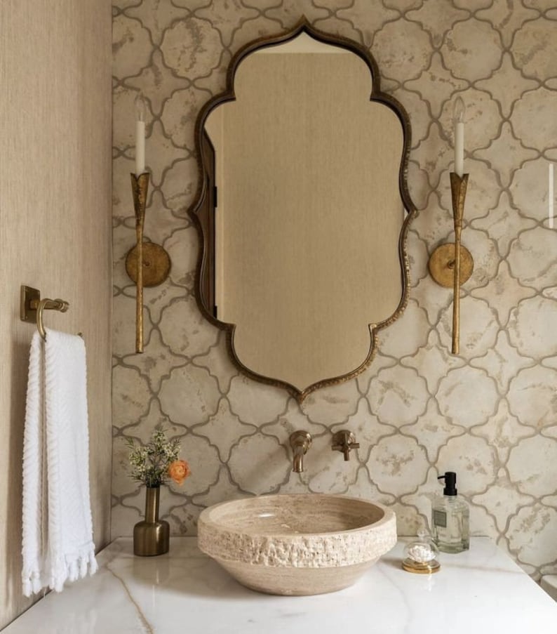 Flower Elegant Bathroom Mirror Asymmetrical Bedroom