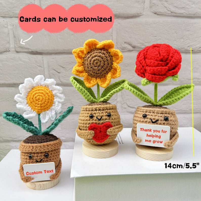 Adorable Emotional Support Gift Set-Handmade Crochet Flowers