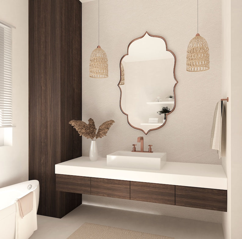 Flower Elegant Bathroom Mirror Asymmetrical Bedroom