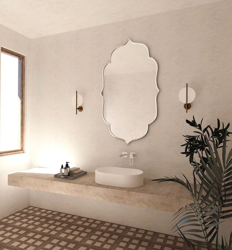 Flower Elegant Bathroom Mirror Asymmetrical Bedroom