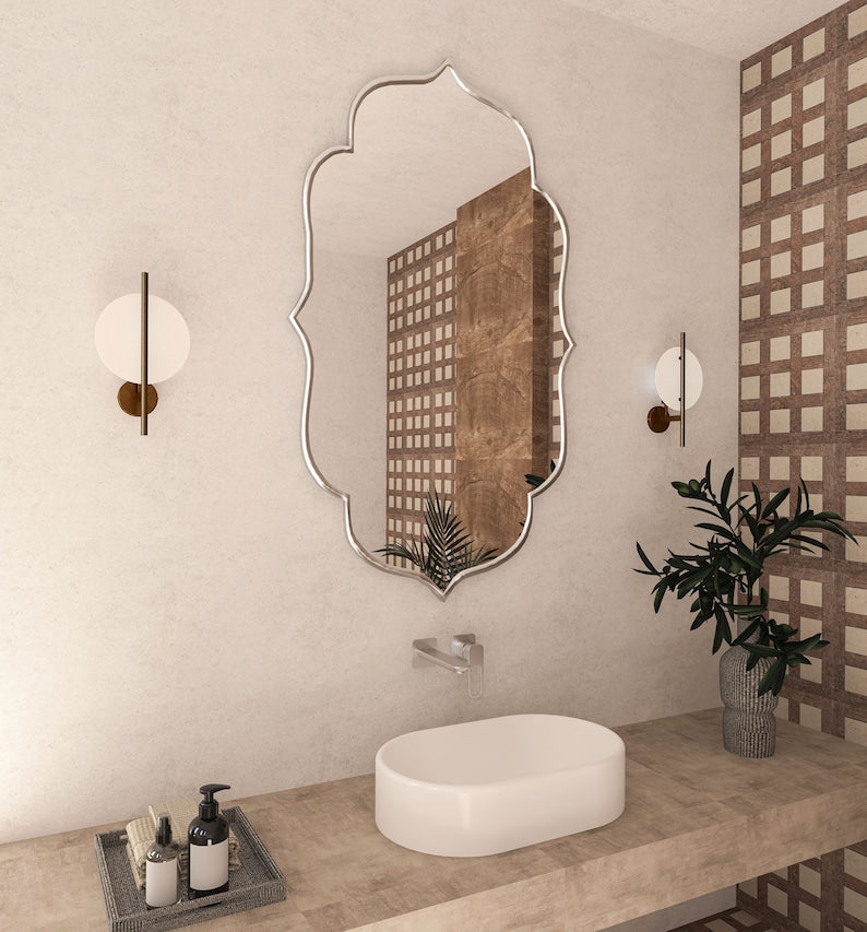 Flower Elegant Bathroom Mirror Asymmetrical Bedroom