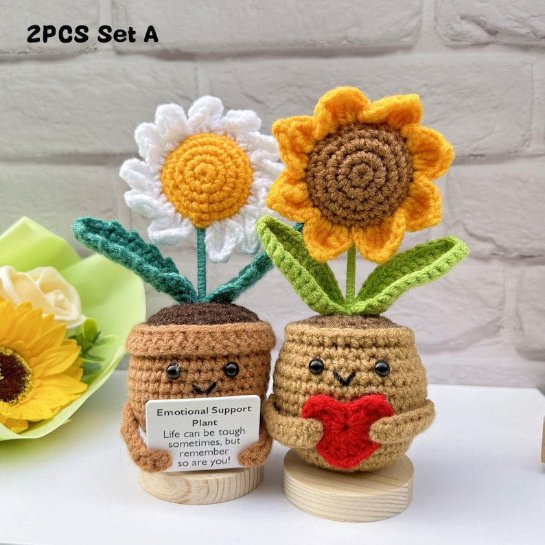 Adorable Emotional Support Gift Set-Handmade Crochet Flowers