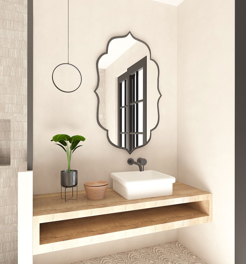 Flower Elegant Bathroom Mirror Asymmetrical Bedroom