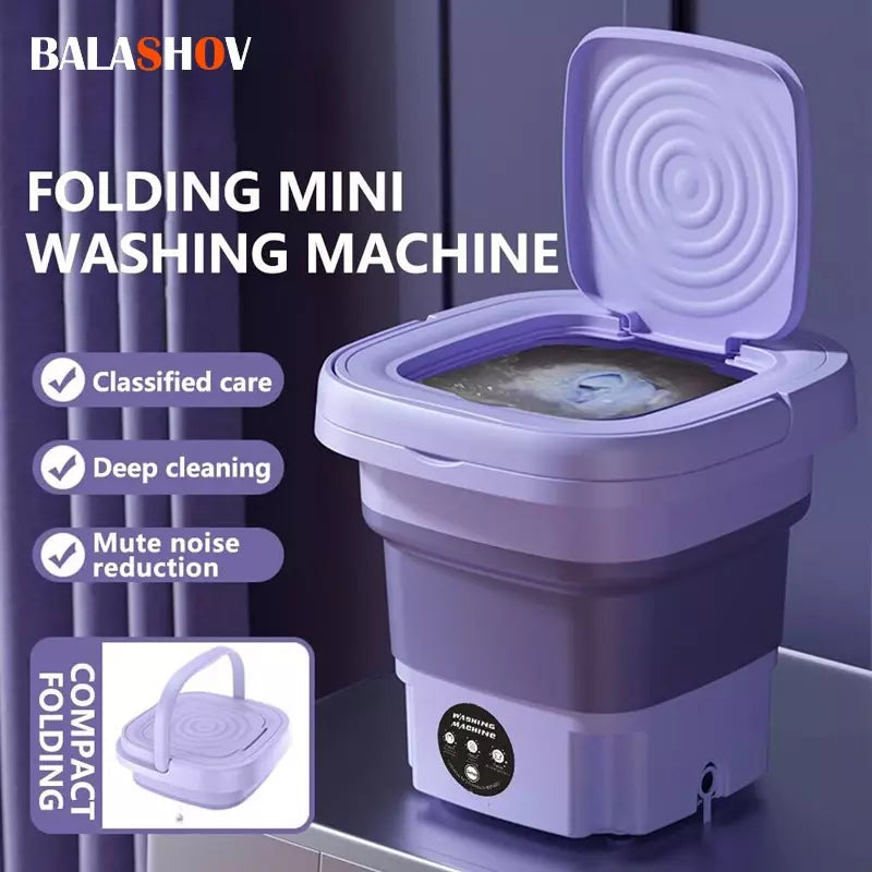 Machine à laver pliable portable de petite taille de 8 L avec essoreuse pour chaussettes, sous-vêtements, culottes, mini machine à laver domestique